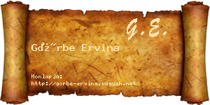 Görbe Ervina névjegykártya